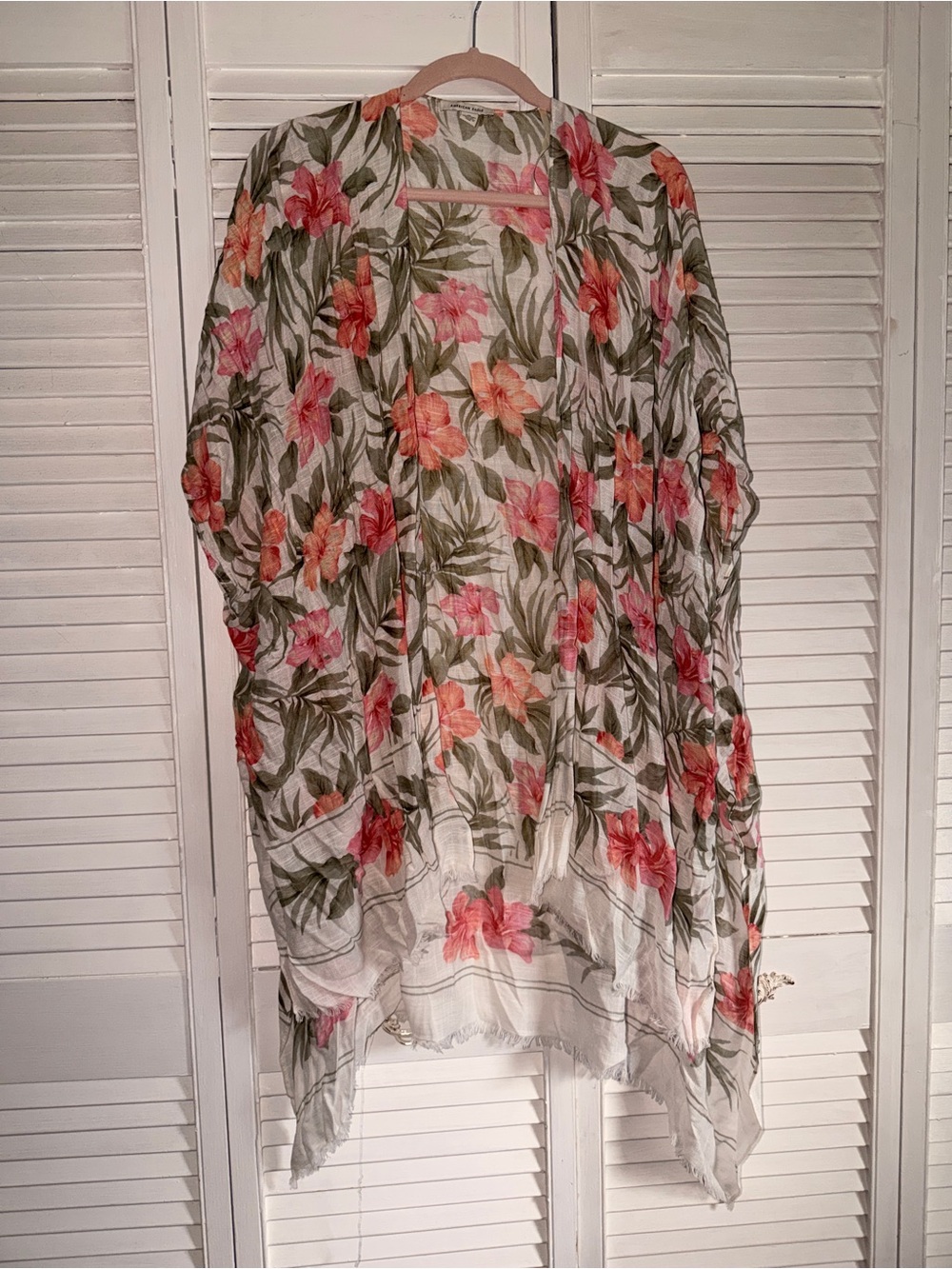 Floral Lightweight Women's Cover-Up - Pink Green